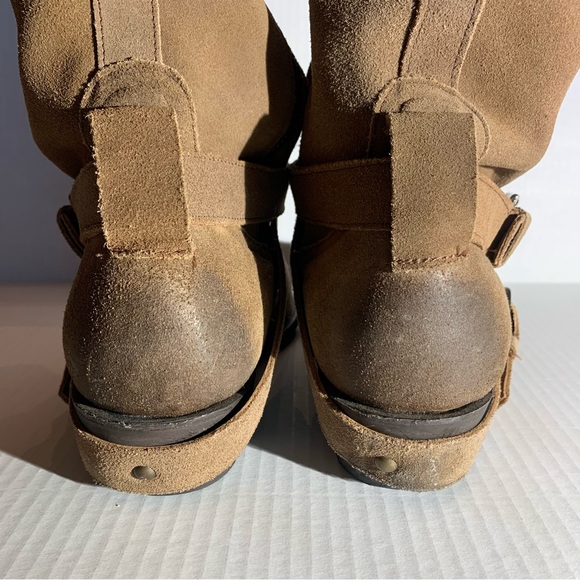 MATISSE SUEDE WESTERN, COWGIRL, BOHO BOOTS W/ ANKLE HARNESS & BUCKLES - Picture 5 of 16